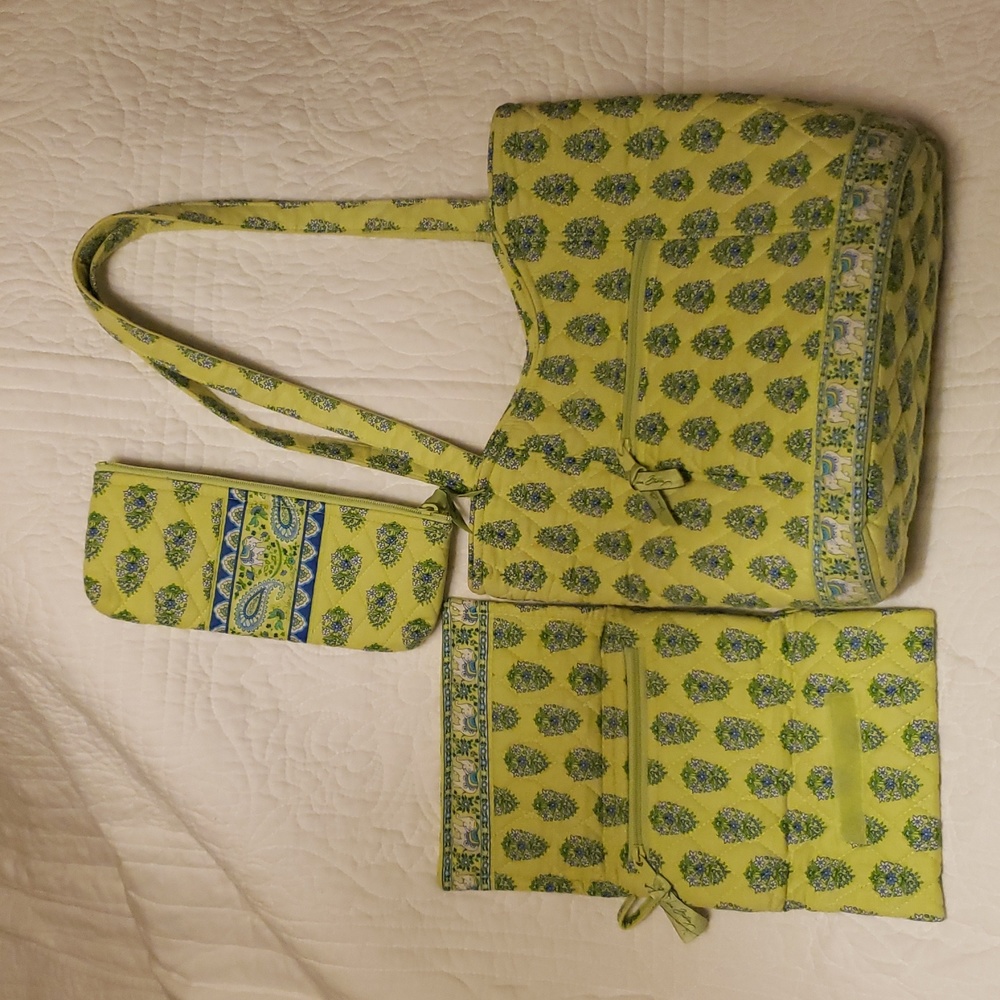 VERA BRADLEY SMALL TOTE, COSMETIC, AND WALLET